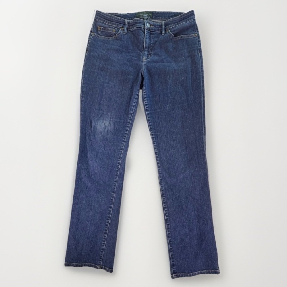 LRL Lauren Ralph Lauren Womens Jeans 10 Modern Straight Dark Blue Wash Denim‎